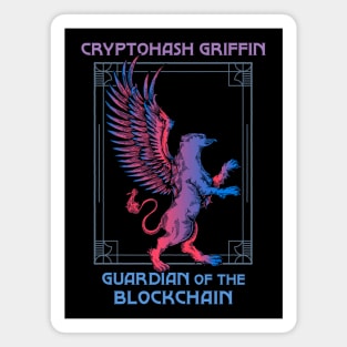 Cryptohash Griffin - Guardian of the blockchain (black background) Magnet